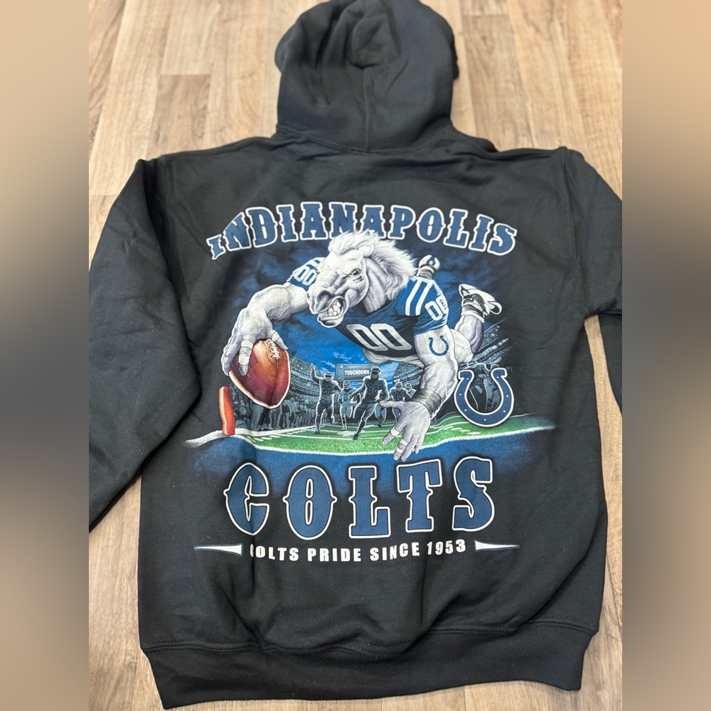 Majestic Indianapolis Colts Hoodie Mens Medium Black Pride Since 1953 NFL NWT